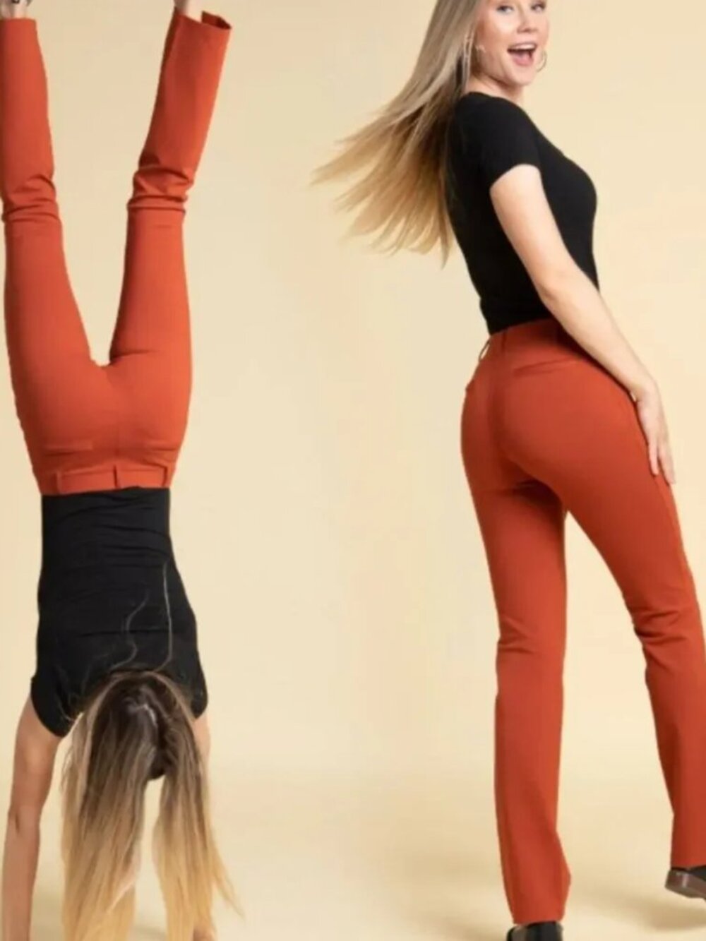 New Betabrand Pumpkin Pie Straight Classic Dress Pant Yoga Pants Medium - Picture 3 of 5